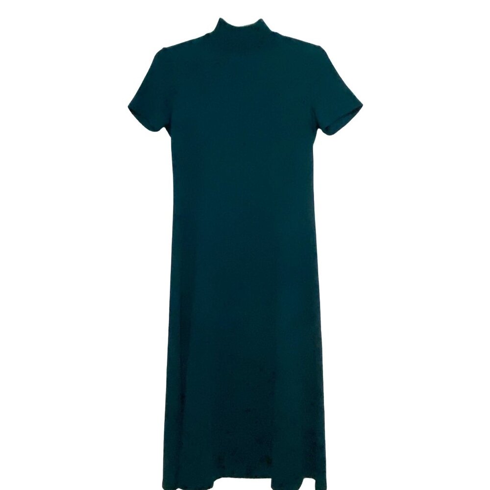Vtg Knit‎ Sweater Maxi Dress S Teal Green Academia Career Wear Business Office